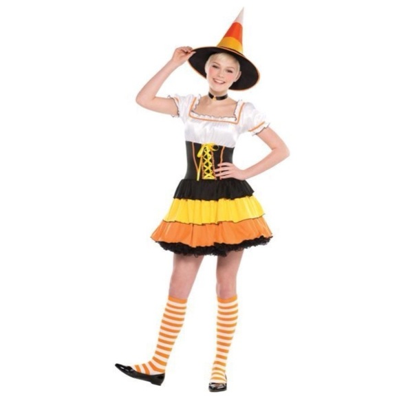 Candy Corn Cutie Witch Halloween Costume Size Juniors 3-5 NWT - Picture 1 of 9